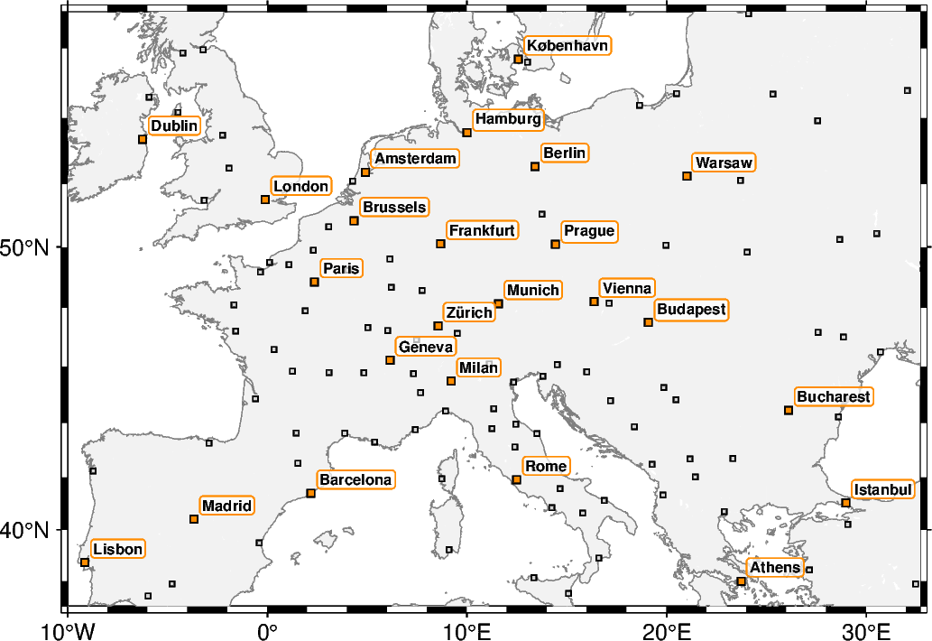 points cities